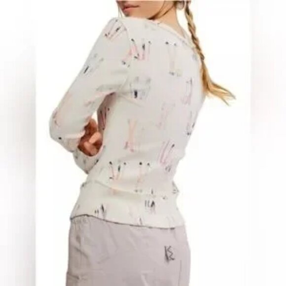 NWT New Free People Movement Women's Rally Printed Layer XS Ski Shirt Henely Top - Picture 2 of 7